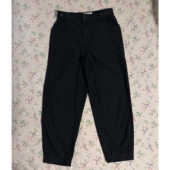 Everlane Fatigue Barrel Pants Linen Cotton Black Sz 4 High Rise Adjustable Waist - Picture 7 of 9